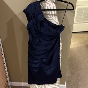 Express Navy One-Shoulder Dress